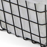 Rectangular White Lined And Metal Wire Storage