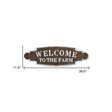 Welcome To The Farm Lacquered Black And White Metal Wall Art