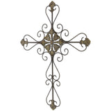 Large Gray Metal Scroll Design Gray Hanging Cross Wall Decor