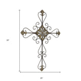 Large Gray Metal Scroll Design Gray Hanging Cross Wall Decor