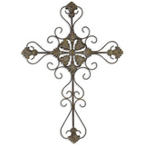 29" Gray Metal Scroll Design Gray Hanging Cross Wall Decor