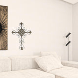 29" Gray Metal Scroll Design Gray Hanging Cross Wall Decor