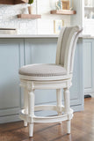 " Light Gray And White Swivel Bar Chair