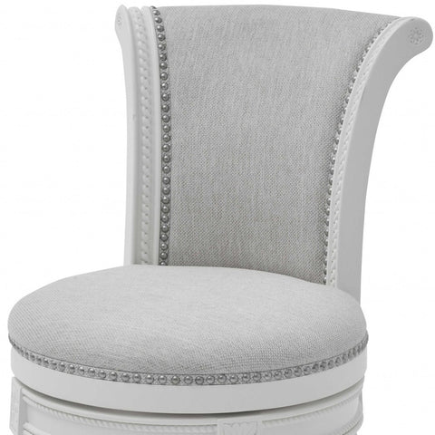 " Light Gray And White Swivel Bar Chair