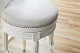 31" Light Gray And White Solid Wood Bar Chair