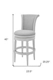 31" Light Gray And White Solid Wood Bar Chair