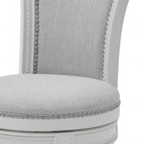 31" Light Gray And White Solid Wood Bar Chair