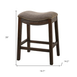 26" Taupe And Wood Brown Solid Wood Backless Counter Height Bar Chair
