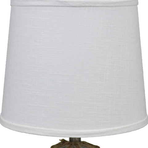 20" Clear Glass Bedside Table Lamp With White Tapered Drum Shade