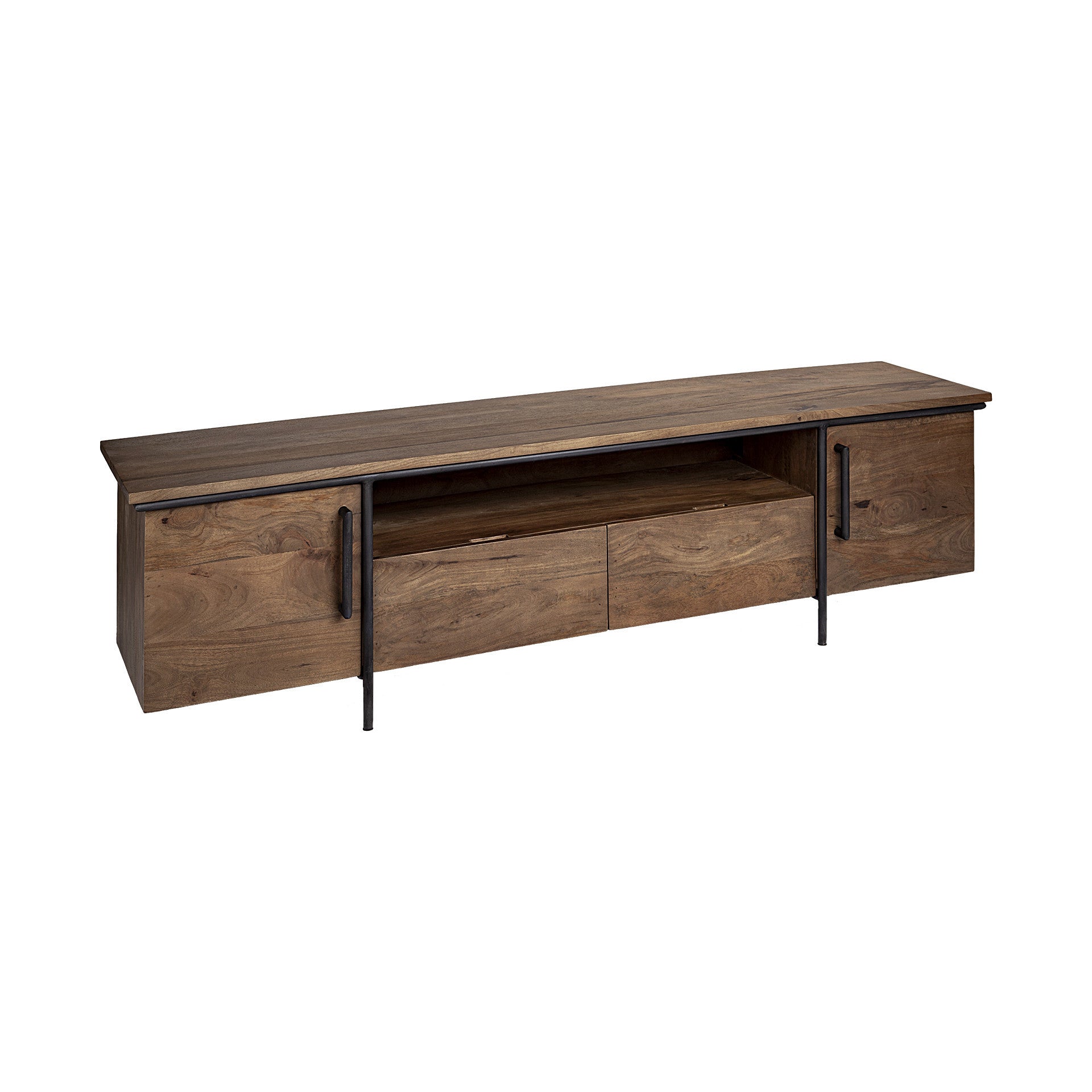 18" Brown 4 Legs Console Table With Storage