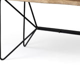 Medium Brown Live Edge Acacia Wood Finish Office Desk With Black Matte Butterfly Wing Shaped Base