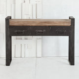 12" Brown and Black Solid Wood Console Table And Drawers