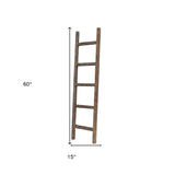 5 Step Rustic Espresso Gray Wood Ladder Shelf