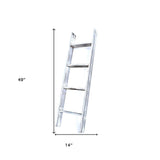 49" Whitewash Rustic Four Step Wood Ladder Shelf