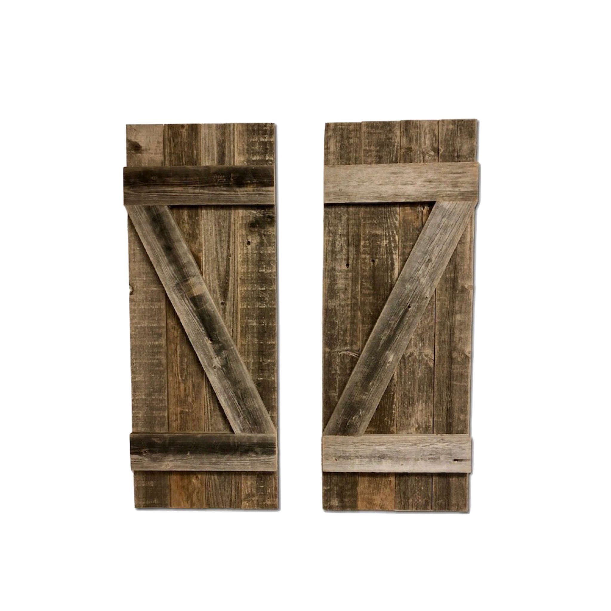 Set of Two 36" X 14" Gray Solid Wood Wall Decor