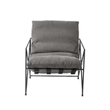 30" Gray And Black Linen Arm Chair