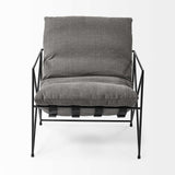 30" Gray And Black Linen Arm Chair