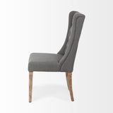 Gray Plush Linen Covering With Ash Solid Wood Base Dining Chair