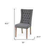 Gray Plush Linen Covering With Ash Solid Wood Base Dining Chair