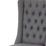 Gray Plush Linen Covering With Ash Solid Wood Base Dining Chair