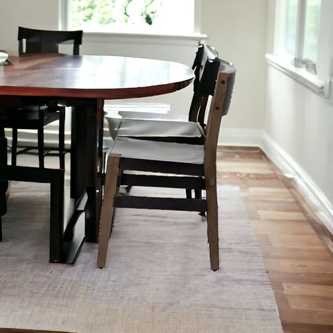 Black Iron Seat With Solid Brown Wooden Base Dining Chair