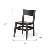 Black Iron Seat With Solid Brown Wooden Base Dining Chair