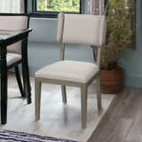 Set Of Two Brown And Light Gray Upholstered Fabric Open Back Side Chairs