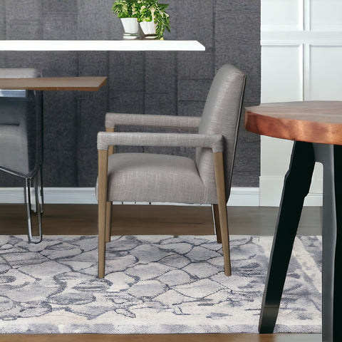 Grey Fabric Wrap With Brown Wooden Frame Dining Chair