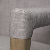 Grey Fabric Wrap With Brown Wooden Frame Dining Chair