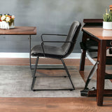 Black Faux Leather With Seat Black Iron Frame Dining Chair