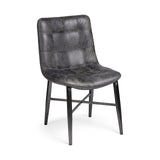 Black Leather Seat With Black Metal Frame Dining Chair