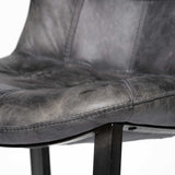 Black Leather Seat With Black Metal Frame Dining Chair