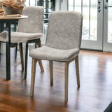 Set Of Two Gray And Brown Upholstered Fabric Side Chairs