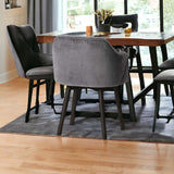 Grey Velvet Wrap With Black Wooden Base Dining Chair