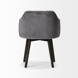 Grey Velvet Wrap With Black Wooden Base Dining Chair