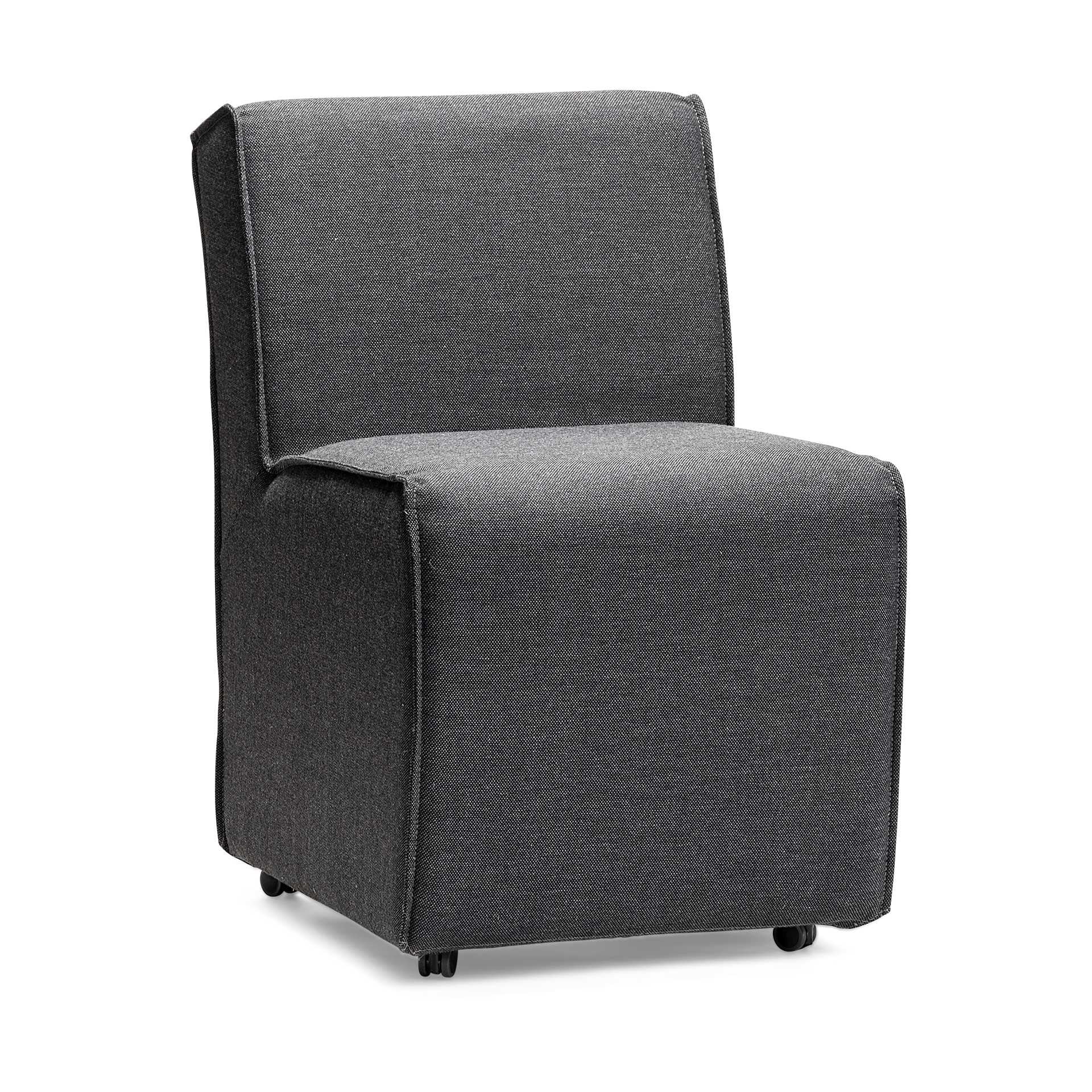 Set Of Two Gray Upholstered Fabric Side Chairs