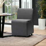 Set Of Two Gray Upholstered Fabric Side Chairs