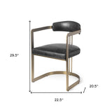 Black Leather Seat With Gold Iron Frame Dining Chair