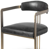 Black Leather Seat With Gold Iron Frame Dining Chair