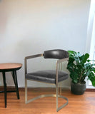 Black Leather Seat With Gold Iron Frame Dining Chair