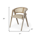 Natural Upholstered Linen Curved Back Dining Arm Chair