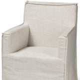 Cream Fabric Slip Cover With Brown Wood Frame Dining Chair