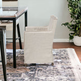 Cream Fabric Slip Cover With Brown Wood Frame Dining Chair