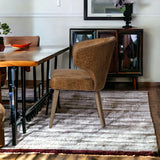 Brown Toned Leather With Brown Wooden Base Dining Chair