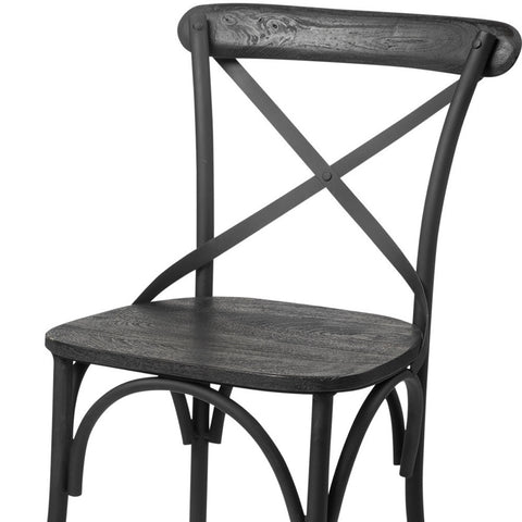 Set Of Two Black Wood Cross Back Side Chairs