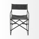 Black Leather With Black Iron Frame Dining Chair