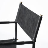 Black Leather With Black Iron Frame Dining Chair