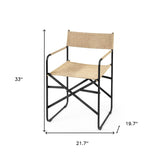 Tan Leather With Black Iron Frame Dining Chair