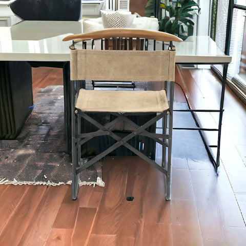 Tan Leather With Black Iron Frame Dining Chair