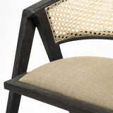 Grey Linen With Black Wooden Frame Wrap Seat Dining Chair